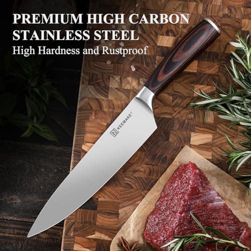 KEEMAKE Chef Knife - 8 Inch High Carbon Stainless Steel Kitchen Knife with Ergonomic Handle, Professional Kitchen Gadgets with Gift Box for Men and Women, Father Day Gifts - Thumbnail 6
