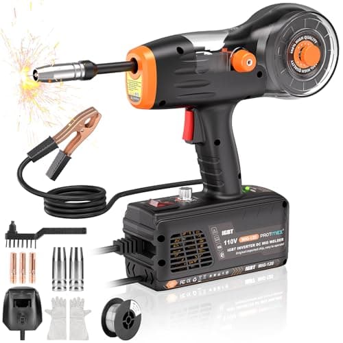 Handheld MIG Welder Machine - 110V Flux Core Portable laser welder, 120A Gasless MIG Welding Machine, Inverter Wire Feed Welding Equipment, for solder bar sizes from 0.030" to 0.035" (0.8–1.0mm) - Image 1