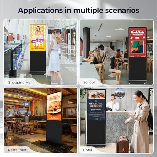 JASZDOT 32/43/55/65 Inch Digital Signage Display, LCD Screen Advertising Display Kiosk Interactive Totem Floor Standing Auto AD Player with USB/HDMI/WiFi Android OS (32'' Non-Touch) - Thumbnail 6