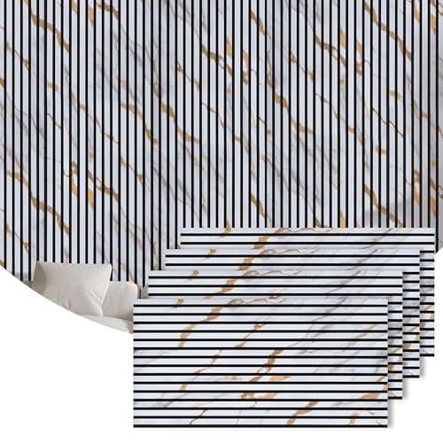 4 Packs Acoustic Wall Panel, 47.2"x23.6" Wood Slat Sound Absorbing Panel, Sound Proofing Panels for Office,Home Theater,Studio, Faux Marble