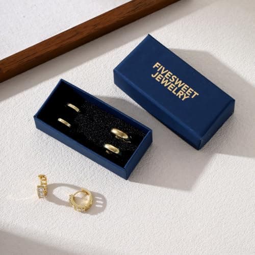 3 Pairs Small Huggie Hoop Earrings Set for Women, Hypoallergenic 14K Gold Plated Hoops Stacks for Multiple Piercings, Dainty Cute Mini Lightweight Cartilage Studs Trendy Jewelry Gift (Set-1) - Thumbnail 6
