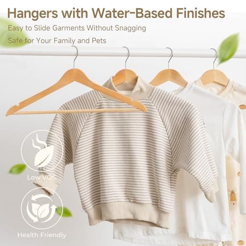 StorageWorks Clothes Hangers, Wooden Hangers 30 Pack for Closet, Wood Hangers for Coats, Shirts, Jackets, Pants, Suits, Natural Wood Color - Thumbnail 5