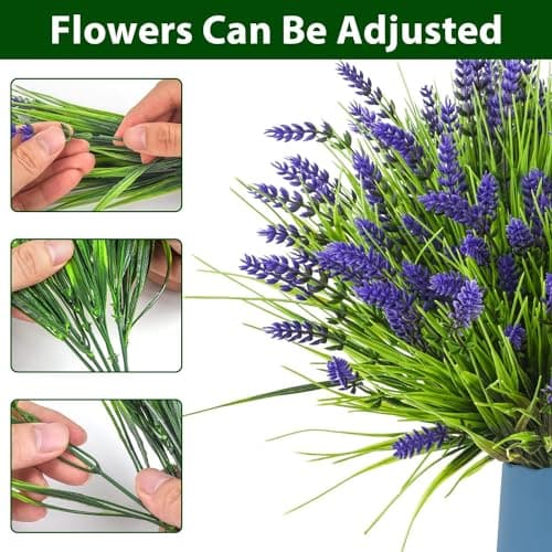 trytuny Artificial Plants Outdoor, 20PCS Lavender Artificial Flowers,Fake Plants Plastic Faux Flowers,UV Resistant Fake Flowers No Fade Faux Plastic Plants for Outdoor Planters for Home Garden - Thumbnail 2