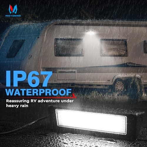 MICTUNING RV Porch Light, 9 Inch 54W LED Exterior Utility Awning Light 6000K, Aluminum Housing IP67 Waterproof Replacement Lighting for Trucks, Trailers Bus Marine Boats Campers - Thumbnail 5