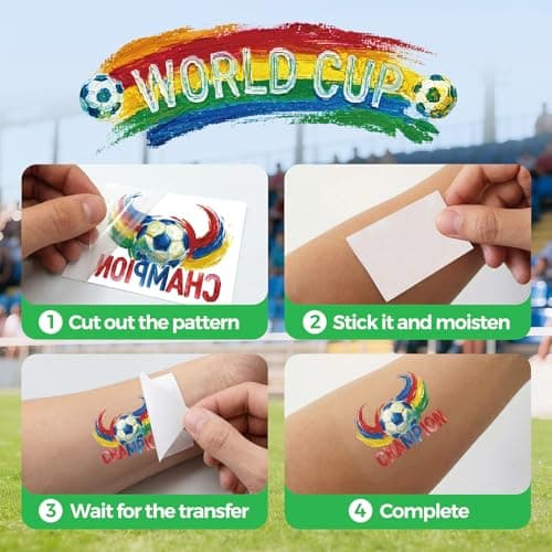 For 2026 World Cup Temporary Tattoos, 45 PCS 10 Sheets Soccer Tattoos World Cup Party Decorations Favors, Temporary Tattoo Stickers for Soccer International Party Decorations - Thumbnail 6