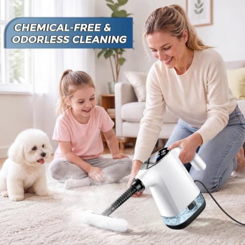 Handheld Steam Cleaner, Portable Steamer for Cleaning with 18PCS Accessories, 12s Fast Heating, Pressurized Steam Cleaner for Home, Kitchen, Bathroom, Car Detailing, Window, and Clothes, White - Thumbnail 6