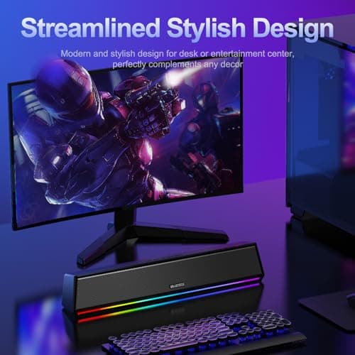 Bluedee Computer Speakers for Desktop PC, Bluetooth 5.3 PC Speakers with Dynamic RGB Light, Wired USB Plug & Play Computer Sound Bar, USB/Type-C Powered Gaming Speakers for Desktop, Laptops, Tablet - Thumbnail 5