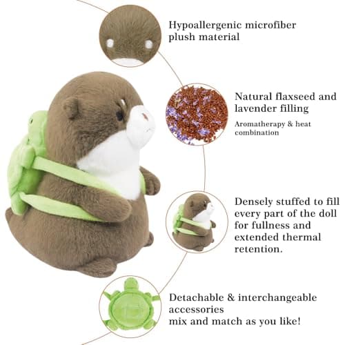 Ayehe Microwavable Stuffed Animal, Heatable and Coolable Otter, Heated Stuffed Animals for Cramps & Pain Relief, Lavender-Scented Toy, Cute Soft Plush Toys for Adults and Children(Turtle Otter) - Thumbnail 4