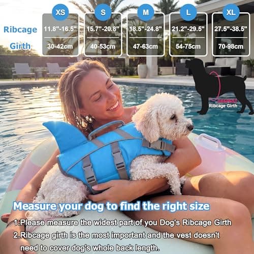 Dogcheer Dog Harness-Style Life Jacket Shark, Reflective Dog Life Vest for Swimming Boating, Adjustable Puppy Swim Vest, Pet Floating Device for Small Medium Large Dogs - Blue, XS - Thumbnail 2
