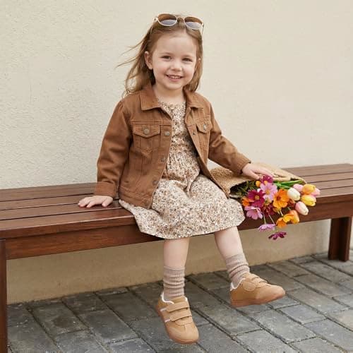 STEP QUEEN Toddler Girl Shoe Baby First Walking Tennis Sneakers Non Slip Zero Drop Shoes Outdoor Activities School Brown Toddler 6 - Thumbnail 2