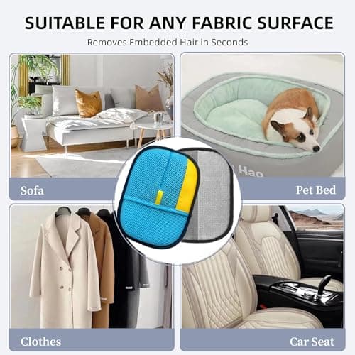 put girl 2-Pack Pet Hair Removal Gloves for Cats & Dogs, Reusable Electrostatic Pet Hair Remover Gloves for Furniture, Couch, Clothing & Car Seats - Thumbnail 4