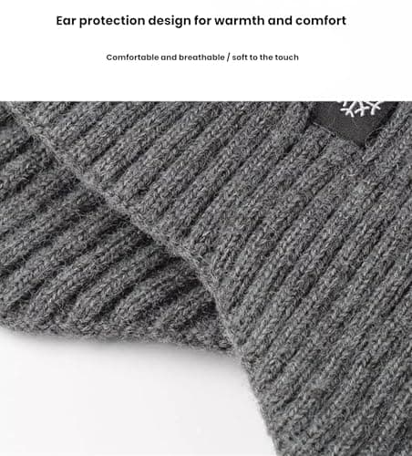 BSHITWO Year-Round Soft Thick Cotton Beanie & Neck Warmer Set for Men, Cozy Fleece-Lined Anti-Slip Daily Indoor Lounge Hat, Breathable All-Season Gift Set, Gray - Thumbnail 4