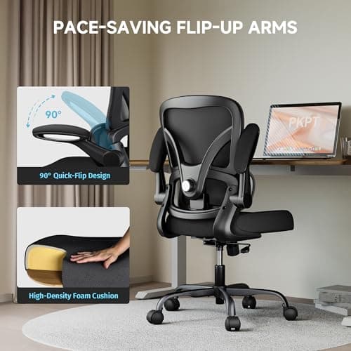 PKPT Mesh Office Chair, 330LBS Ergonomic Comfy Desk Chair with Adjustable Lumbar Support, Executive Computer Chairs for Home Office, Black - Thumbnail 6