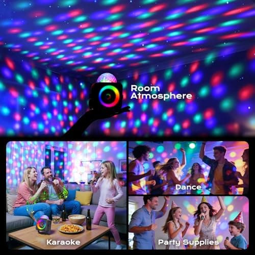 Disco Light Karaoke Microphone Machine: Portable Bluetooth Karaoke Speaker Adjustable Stand Wireless Microphones Party Lights for Adults Kids Toys Birthday Gifts for 4-12 Year Old Boys Girls Family - Thumbnail 3