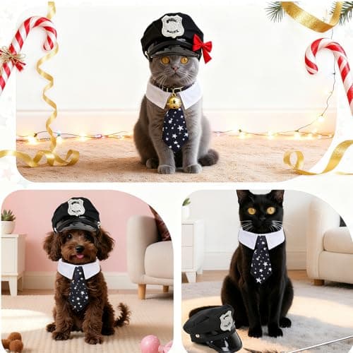 yuboo 4Pcs Police Officer Porch Goose Outfit, Funny Guard Goose Clothes for 23 Inch Large Geese, Includes Hat Sunglasses Tie & Warning Sign, Spring Summer Yard Decor - Thumbnail 4