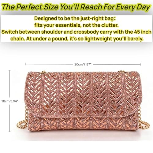 LUKLUKTAISUN 2026 Rhinestones Clutch Purses for Women 3d Evening Bags PU Leather Handbag for Cocktail Prom Party Wedding(Champagne) - Thumbnail 5