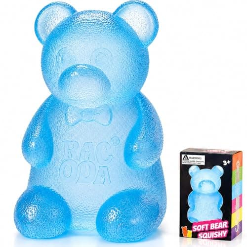 Zhgood Bear Squishy Fidget Toys,Slow Rising Stress Ball for Anxiety Stress Relief,Squishies Sensory Toy for Adults Kids Teens,Blue Squeeze Toys for Classroom Prize, Birthday Gifts Party Favors