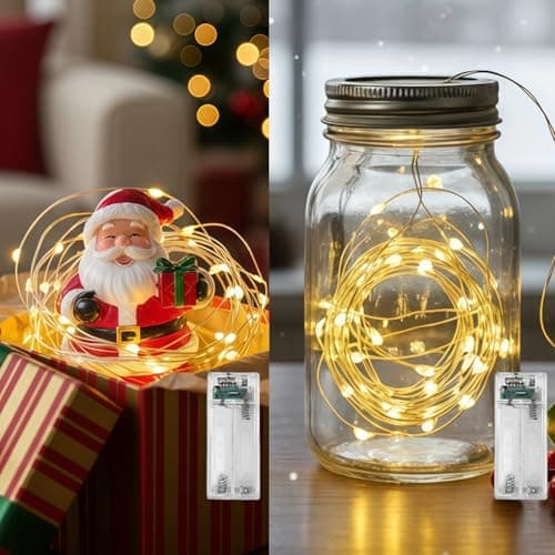 LightSeek Valentine Fairy Lights Battery Operated, 20 LED Warm White Christmas String Lights with Timer, 7FT Twinkle Lights for Wedding, Party, Home Decor, DIY, Gift Light, Waterproof, 2 Pack