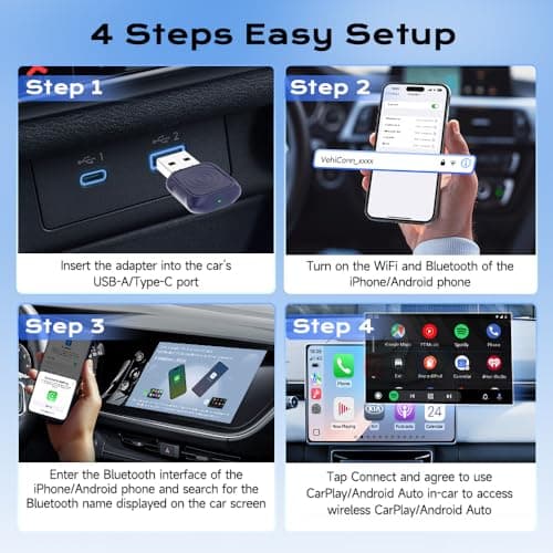 Carlinkit Mini Ultra Wireless CarPlay & Android Auto Adapter - Plug & Play Dongle for iPhone & Android, Convert Wired to Wireless, USB-A/USB-C Fast Connection, Compatible with OEM Wired Cars - Thumbnail 6
