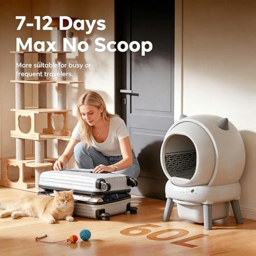 Automatic Litter Box, ZHMZ Self Cleaning Litter Box for Multiple Cats, Large Space Auto Robot with Dual Safety Sensors, Odor-Control with Mat and 2 Roll Garbage Bags - Thumbnail 5