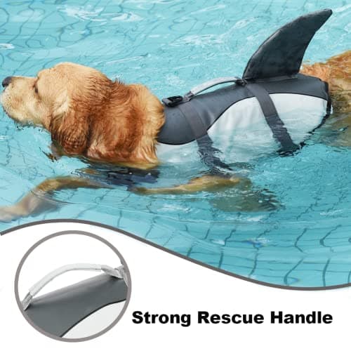 Doglay Dog Life Jacket Shark, Ripstop Dog Life Vests for Swimming Boating with High Buoyancy and Rescue Handle, Adjustable Dog Life Jacket Pet Flotation Vest for Small Medium Large Dogs - Thumbnail 3