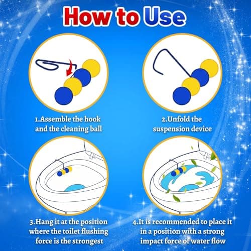 STRN Toilet Bowl Cleaners Rim Hanger, Toilet Bowl Cleaning Balls, Lemon & Magnolia Scents, Toilet Bowl Freshener, 8 Packs(32 balls) - Thumbnail 3