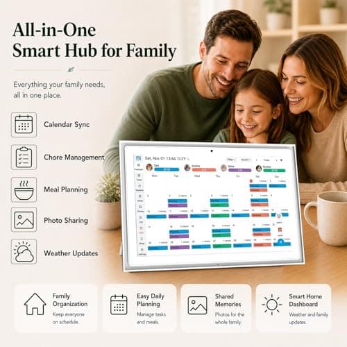 SCREENOVATE 10.1" Digital Wall Planner Alternative, Smart Touchscreen Family Calendar, Auto-Sync with iCloud/Google/Outlook, Chore Chart, Meal Planner for Desk or Shelf Use - Thumbnail 2