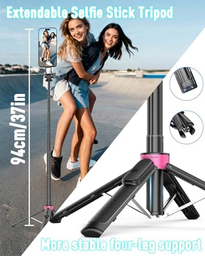 ACKIMA Magnetic Tripod for iPhone, Portable Selfie Stick Phone Tripod with Remote, Four-Leg Support Cellphone Stand for iPhone Magsafe, Fits Selfie Video Recording Gym Travel Essentials Accessories - Thumbnail 4