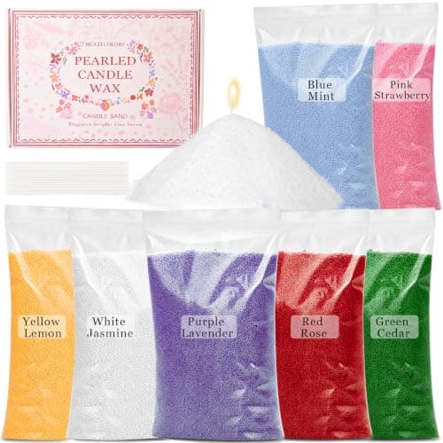 STRN Pearled Candle Sand Wax with 20 Wicks, 7 Scented Candle Beads, Candle Refill Kit, Home Fragrance Decoration for Candle Making DIY, Wedding Party