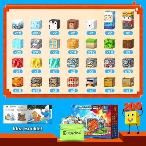 Magnetic Blocks - 200PCS Magnetic Building Blocks Sensory Toys for Kids Ages 3-5 4-8 5-7 8-12, Mine Magnet World Craft Cubes for Kids, STEM Toys Birthday Game Gifts for 3+ Years Old Boys and Girls - Thumbnail 6