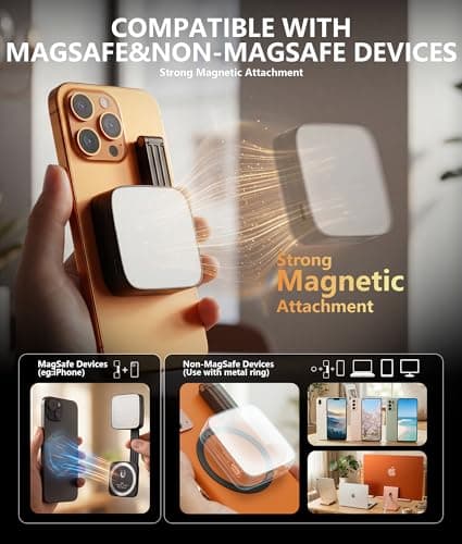 LOUERN Magnetic Dual-Sided Selfie Light Compatible with MagSafe iPhone, 42LEDs per Side, CRI95+ Rechargeable Portable & Foldable Phone Light with Mirror for TikTok, Vlogging, Zoom Calls, Photography - Thumbnail 4
