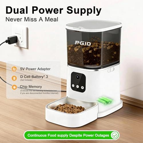 PGID Automatic Cat Feeder with 4K Camera,2.4G Auto Dog Feeder w Night Vision,Pet Feeder w2-Way Audio,Timed Cat Feeders for Dry Food,Dogs Food Dispenser w APP Control 5L - Thumbnail 6