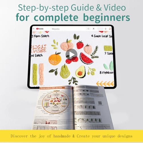Meyocky Embroidery Kit for Beginners, 4 Pack Starter Embroidery Kits for Adults Learn 31 Stitches with Simple Patterns, Step-by-Step Video Stitch Practice Sampler Kit,Gift for Women Craft Lovers - Thumbnail 3