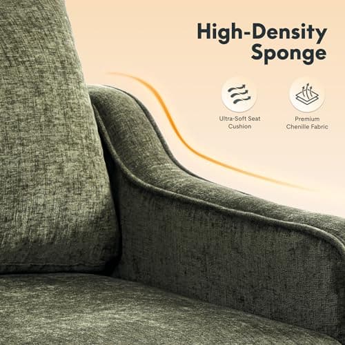 FLEXISPOT AC2 Accent Chair for Living Room, Mid Century Modern Reading Chair for Bedroom, Upholstered Armchair Comfy Single Sofa Side Chair for Office, Apartment, Small Room, Green - Thumbnail 4