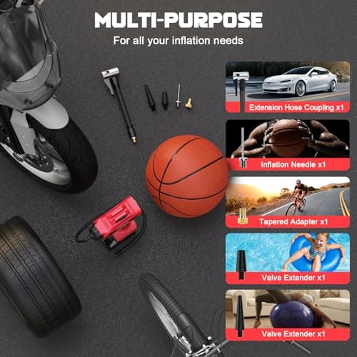 LIVOWALNY Tire Inflator Air Compressor Compatible with Milwaukee 18V Battery, 160PSI Cordless Portable Electric Air Pump with Digital Pressure Gauge for Car Motorcycles Bike Ball Auto (Tool Only) - Thumbnail 5