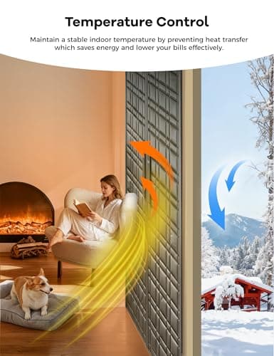 AEOCOO Thermal Door Curtain, Fit Size up to 36 x 80 Inches, Magnetic Insulated Door Curtains for Doorway/Front/Back/Basement, Oxford Cover with Thick Cotton to Keep Warm Winter, Grey, Rectangle - Thumbnail 4