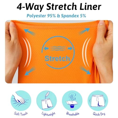 Cozople Mens Swim Trunks with Compression Liner 5.5" Bathing Suit 2 in 1 Anti Chafing Purple Gradient Beach Board Short Swimwear Swimsuit with Boxer Brief L Beach Play Sandcastle Building Wave Wading - Thumbnail 4