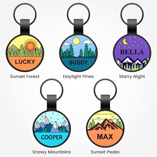 GiSUREY Silicone Dog Tags Personalized for Pets - Silent Dog Cat Name Tag with Deeply Engraved - Soft Pet ID Tags for Collars with Art Design Pattern (Round) - Thumbnail 5