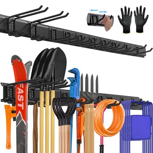 SUKIZZ 64'' All-Metal Garage Tool Organizer Wall Mount – Heavy-Duty Tool Rack Holds 680 lbs, Adjustable Hooks for Garage, Yard, and Garden Equipment - Image 1