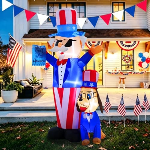 GIFTFIND 7FT Patriotic Independence Day 4th of July Inflatables Outdoor Decorations, Uncle Sam with Dog Decoration, Built in LED Lights Blow up Holiday Decor for Lawn Yard Outdoor Indoor - Thumbnail 5
