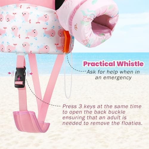 HeySplash Toddler Swim Vest, Infant Floaties Fit 13-20-30 Lbs, Puddle Kids Jumper with Crotch Strap & Safety Buckle, Baby Pool Float Jacket Arm Floaties Floatie Water Wing, Boat Swim Trainer Aid 1-3 - Thumbnail 4