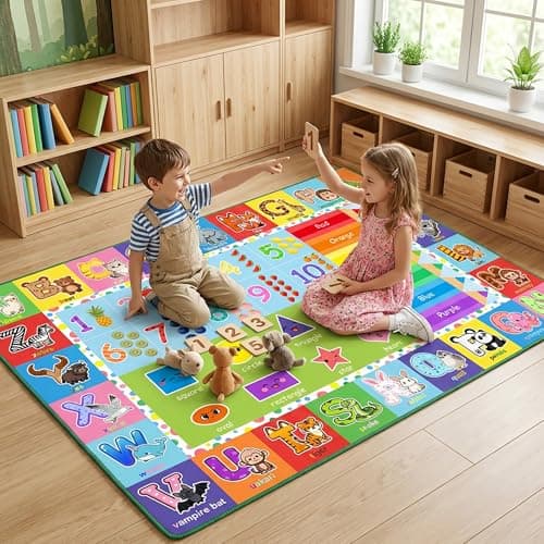 Wiero ABC Alphabet Rug for Kids Bedroom - 2.5x4 Feet Educational Numbers & Animals Play Mat for Toddler Nursery, Learning Carpet for Boys and Girls Early Education - Thumbnail 6