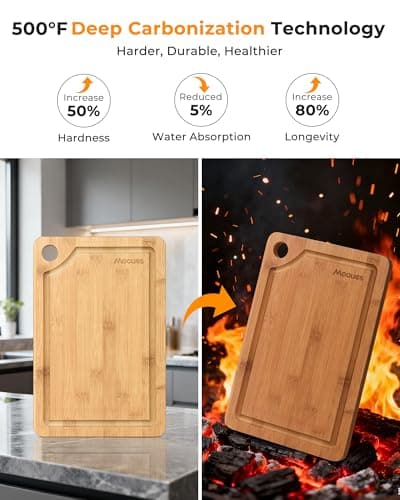 Bamboo Cutting Board for Kitchen, Knife-Friendly Wooden Cutting Boards Set 3-Piece with Juice Groove, Durable Chopping Boards for Meat, Vegetables, Fruits, Cheese – Multi-Purpose, Kitchen Gifts - Thumbnail 2