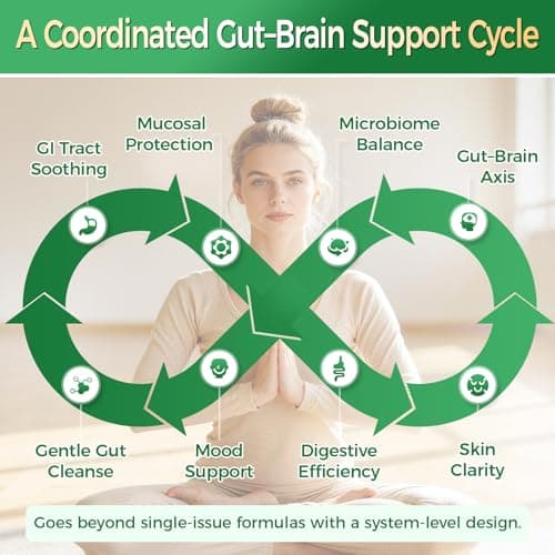 GREENPEOPLE Digestive Enzymes for Women & Men - Gentle Gut Health & Cleanse Capsule with Slippery Elm, Chlorophyll, Spirulina, Probiotics Complex - Complete Sensitive Gut Supplement 60 Count 2 Packs - Thumbnail 3