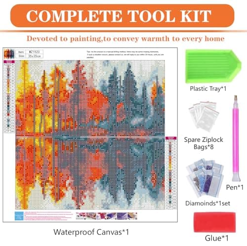 igoodom Landscape Diamond Art Kits for Adults, Landscape Diamond Painting Kit, Full Drill Round Diamond Art Kits, DIY Gem Art and Crafts for Home Wall Decor Gift 14x14inch - Thumbnail 6