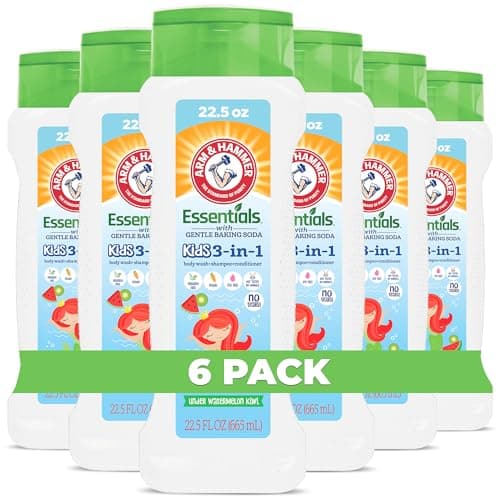 Arm & Hammer 6 Pack Essentials Kids Body Wash - 3-in-1 Watermelon Kiwi 22.5oz - Non Toxic Kids Shampoo and Body Wash And Conditioner