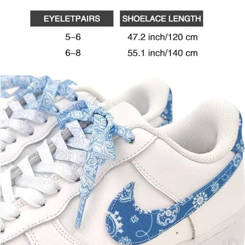 Ciormis Shoe Laces for Sneakers, 3 Pair Blackwhite/Black/light Blue Paisley Shoelaces for Women Men, 5/16" Wide Flat Replacement Shoe Laces for Boots, Skate, Running Shoes (Set4-55 ''/140 cm) - Thumbnail 5