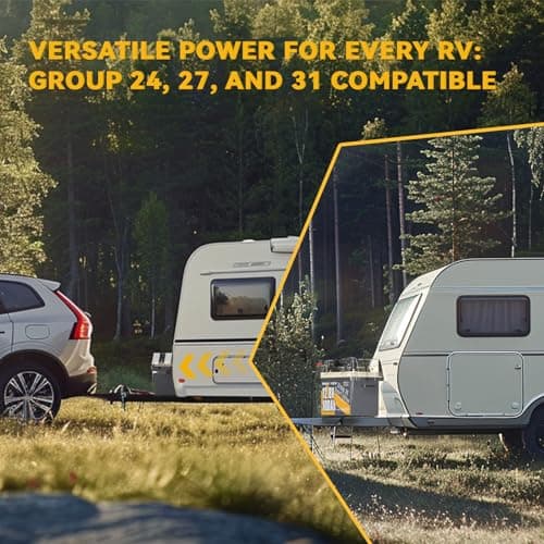 Power Queen Bluetooth 12V 100Ah LiFePO4 Battery with 14.6V20A LiFePO4 Battery Charger, Group 24 Deep Cycle Battery, 100A BMS with Low-Temp Cut-off Protection for RV, Trolling Motors, Solar System - Thumbnail 6