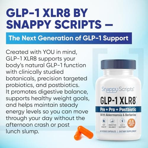 GLP-1 XLR8 Supplement for Weight Loss, Digestion, Constipation, Bloating Relief with Akkermansia 2.6 Billion AFU Live Prebiotic Probiotic Postbiotic Gut Health + Berberine for Women Men 60 Capsules - Thumbnail 2