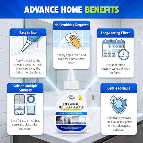 True Fresh Heavy Duty Mold Stain Remover Gel – Powerful Cleaner for Front Loader Washing Machine Seals, Bathroom Grout, Shower Caulking, Tiles & More – 7 oz Cleaning Solution for Stubborn Stains - Thumbnail 4